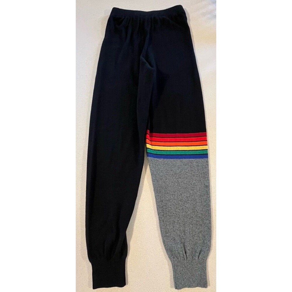 Aviator Nation Rainbow Stripe Cashmere Knit Jogger Pant Size Small Black/Gray - Picture 4 of 4